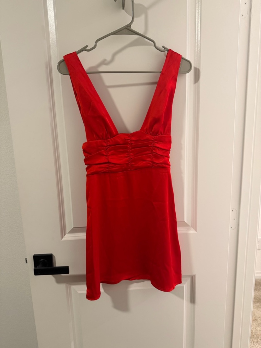 Princess Polly Red Satin V-Neck Mini